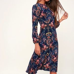 I. Madeline-Garden Splendor Navy Floral Dress